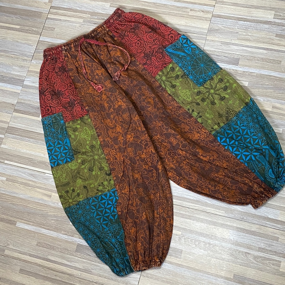 Boho Patchwork Harem Pants - Multicolor - Picture 2 of 8